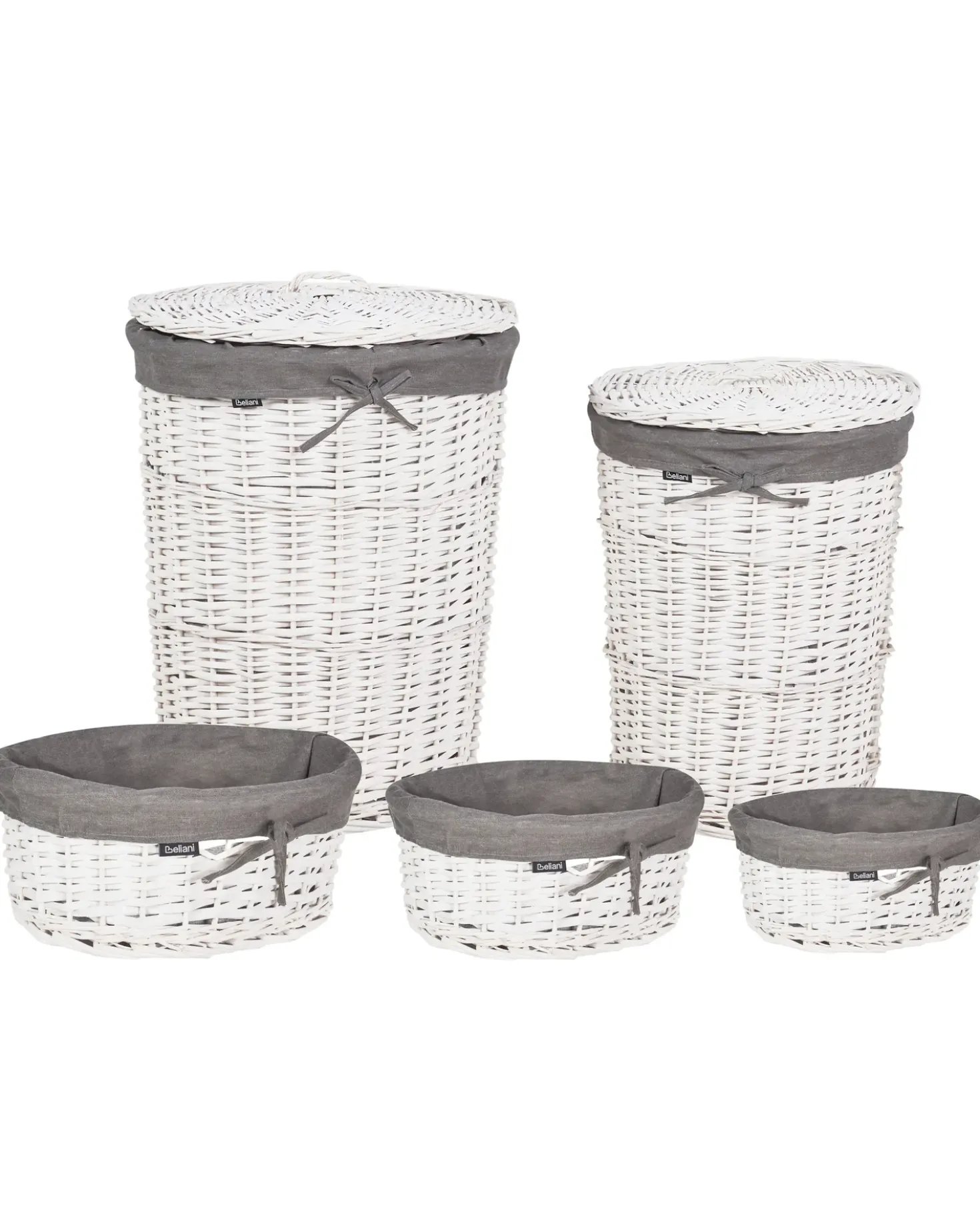 Set di 5 cestini VAKARI Legno di salice Grigio 55/89 L