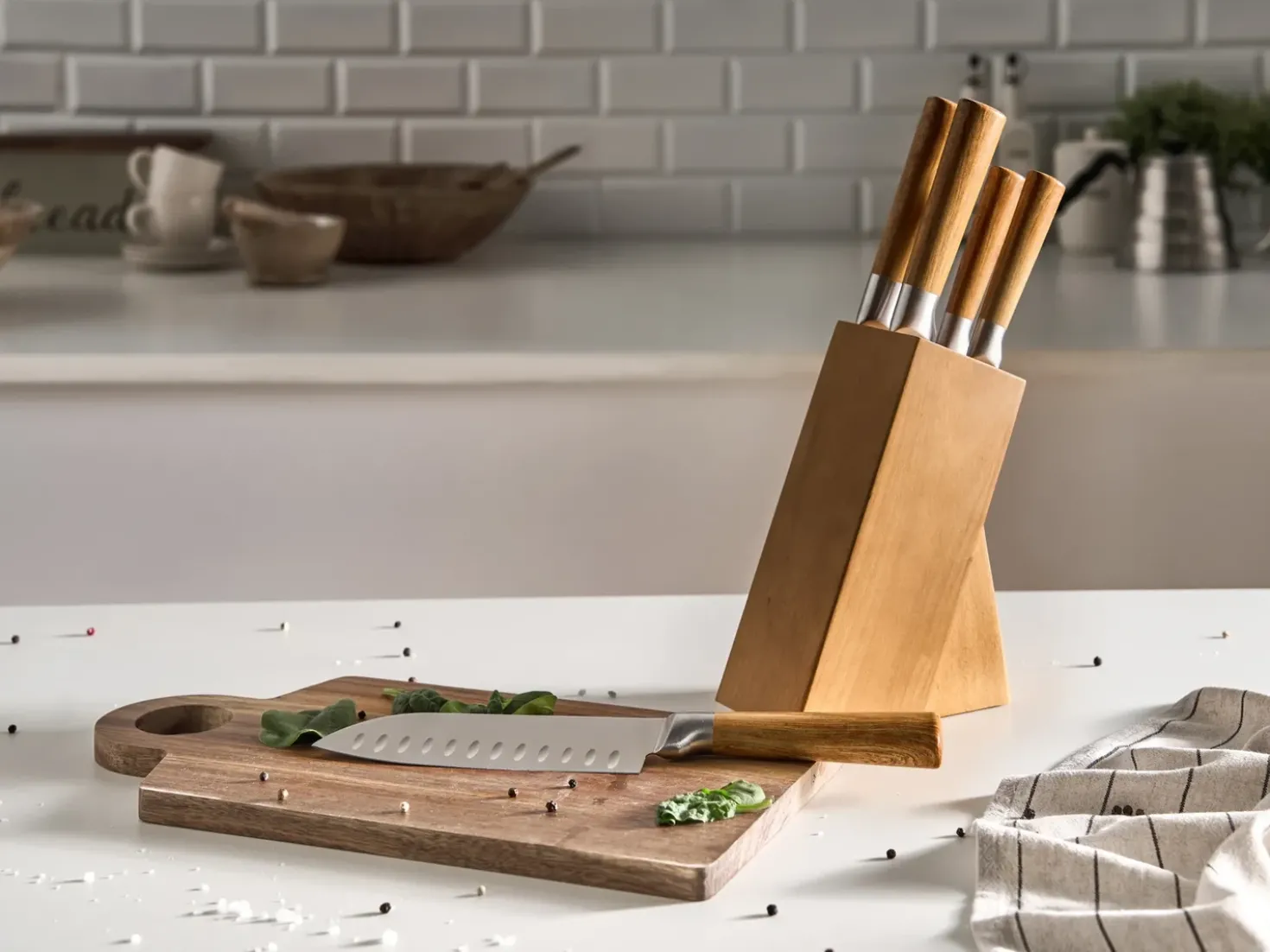 Set di 5 coltelli con ceppo TOCHIGI Marrone