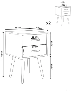 Set di 2 comodini ALABAMA Bianco