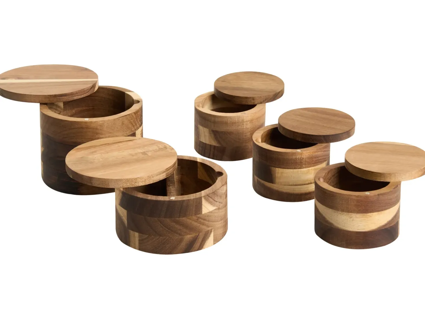 Set di 5 contenitori per spezie PATISSERIE Legno d'acacia Marrone