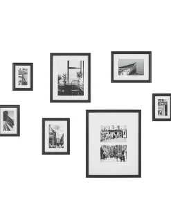 Set di 7 cornici per foto ZINARE Motivo urbano Nero
