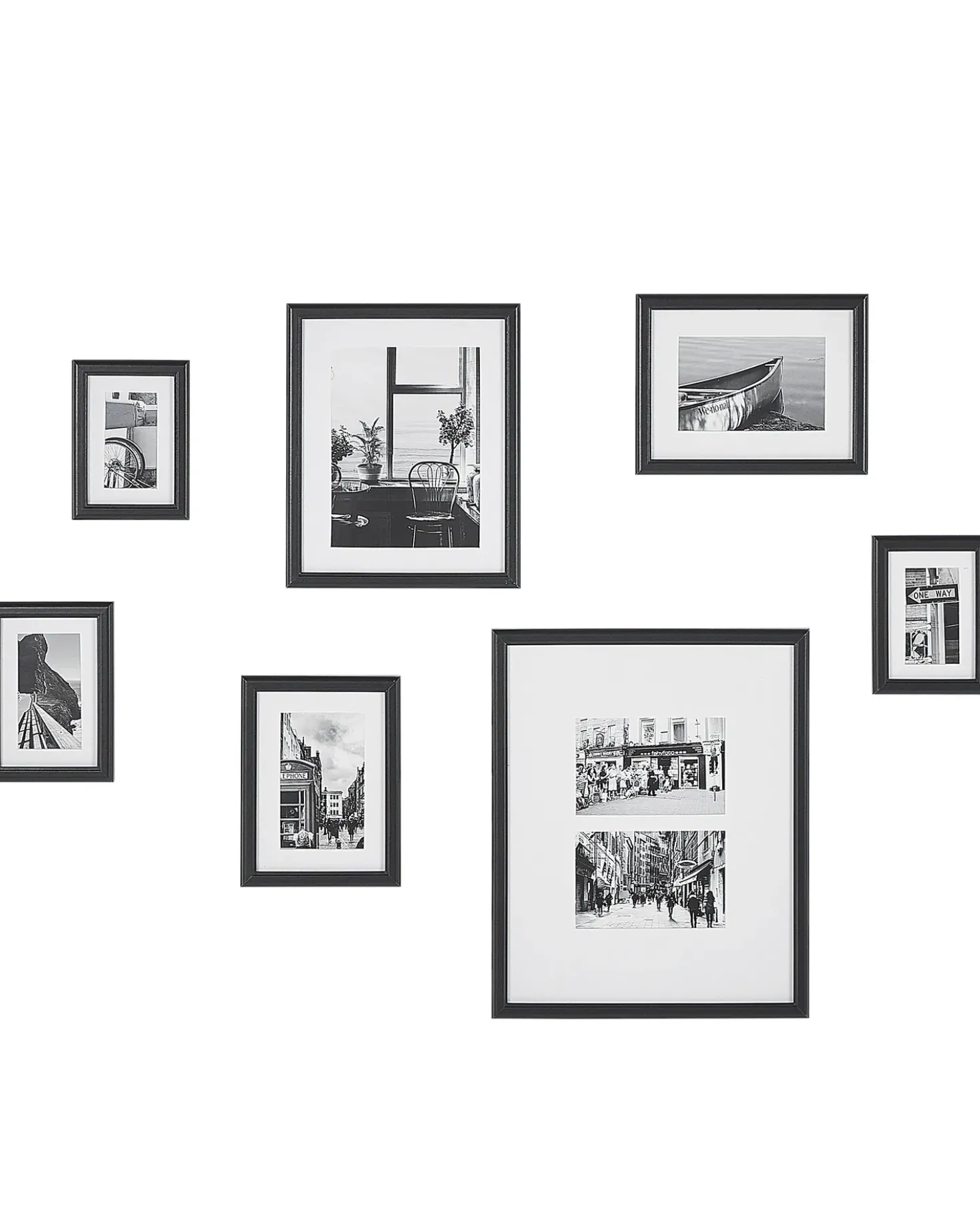 Set di 7 cornici per foto ZINARE Motivo urbano Nero