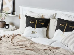 Set di 2 cuscini ABELIA Cotone 45 x 45 cm Nero/Bianco Trama astratta