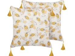 Set di 2 cuscini ABUTILON 45 x 45 cm Beige Trama floreale