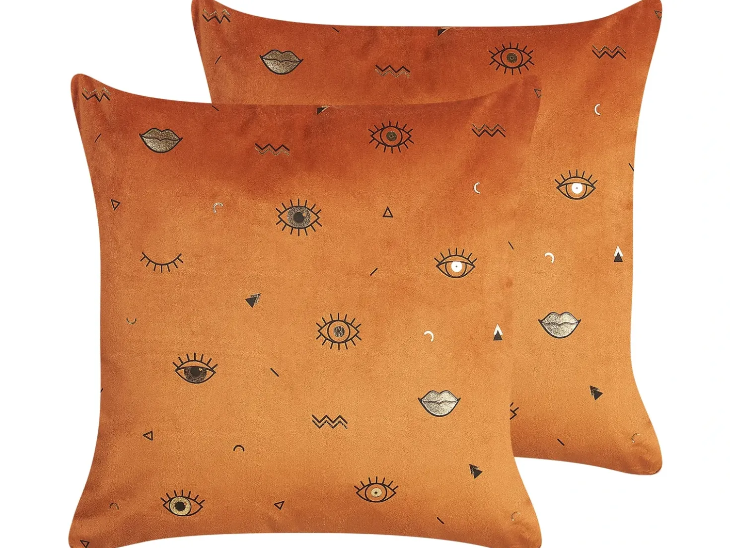 Set di 2 cuscini AEONIUM Velluto 45 x 45 cm Arancione Trama astratta