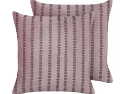 Set di 2 cuscini AGAPANTHUS Velluto 45 x 45 cm Rosa A strisce