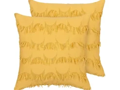 Set di 2 cuscini AGASTACHE 45 x 45 cm Giallo Trama geometrica