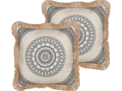 Set di 2 cuscini AGRIMONY 45 x 45 cm Nero Trama orientale