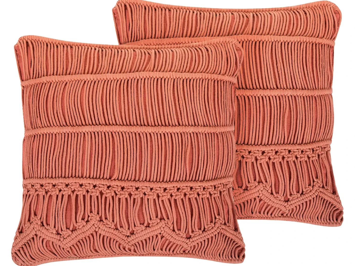 Set di 2 cuscini AKKOY Cotone 45 x 45 cm Arancione Trama geometrica