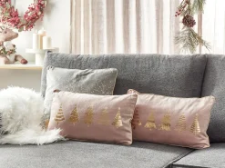 Set di 2 cuscini ALSOBIA Velluto 30 x 50 cm Rosa Modello natalizio