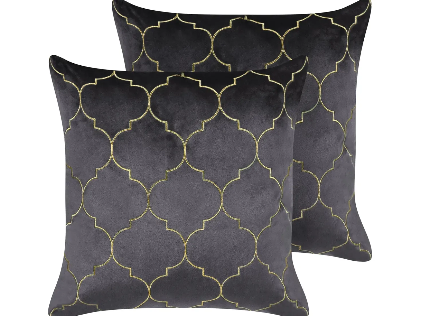 Set di 2 cuscini ALYSSUM Velluto 45 x 45 cm Grigio Trama Trellis