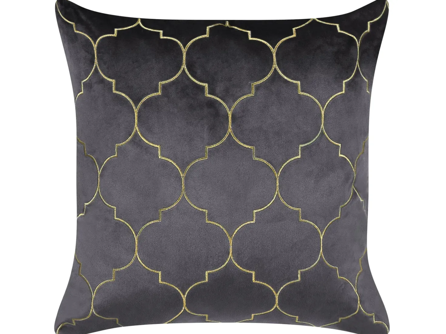 Set di 2 cuscini ALYSSUM Velluto 45 x 45 cm Grigio Trama Trellis