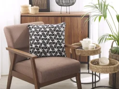 Set di 2 cuscini ANDIRIN Cotone 45 x 45 cm Nero Trama geometrica