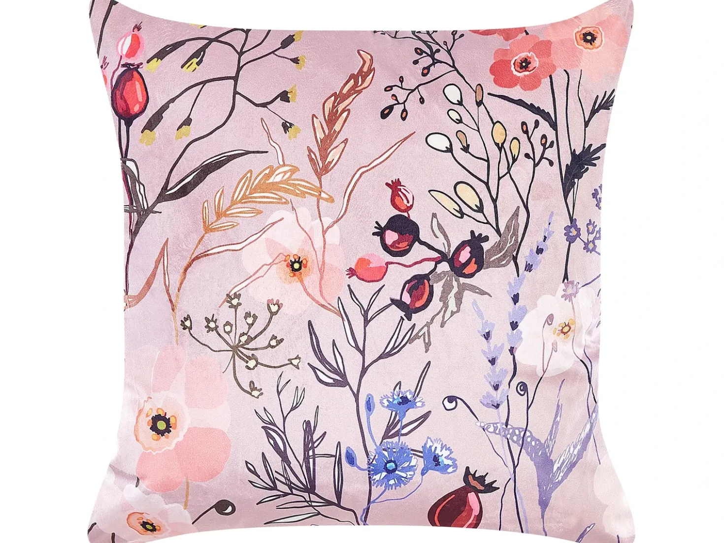 Set di 2 cuscini ANEMONES Velluto 45 x 45 cm Rosa pastello Trama floreale