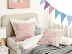 Set di 2 cuscini ARALES Cotone 45 x 45 cm Rosa pastello Trama animale