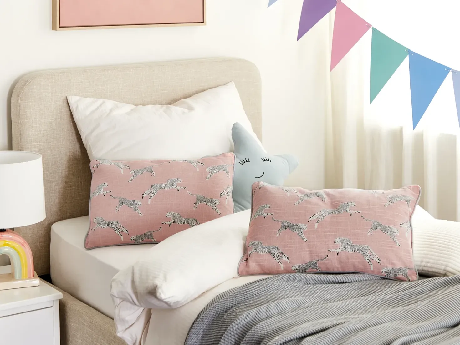 Set di 2 cuscini ARALES Cotone 30 x 50 cm Rosa pastello Trama animale