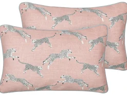Set di 2 cuscini ARALES Cotone 30 x 50 cm Rosa pastello Trama animale