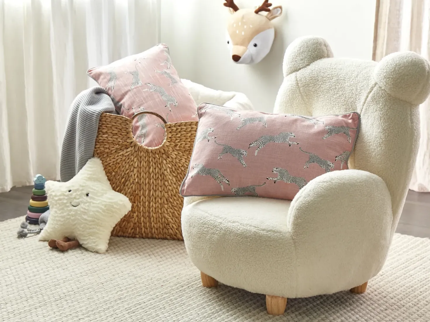 Set di 2 cuscini ARALES Cotone 30 x 50 cm Rosa pastello Trama animale