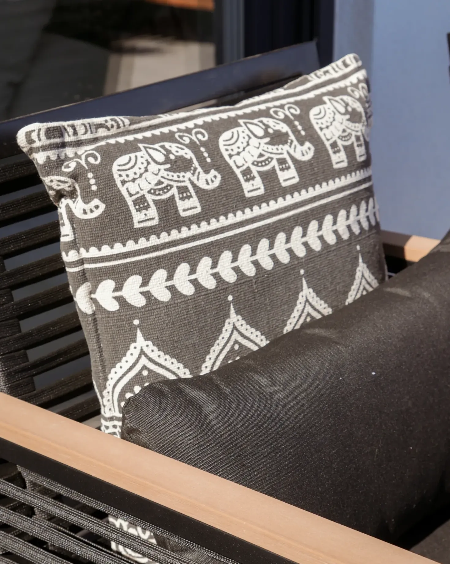 Set di 2 cuscini ATABAGI Cotone 45 x 45 cm Nero Trama orientale