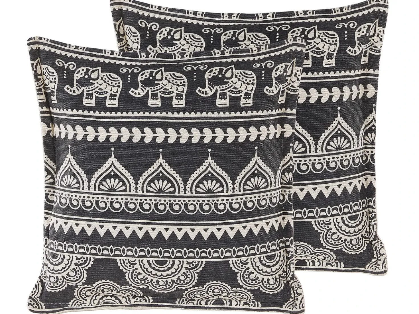 Set di 2 cuscini ATABAGI Cotone 45 x 45 cm Nero Trama orientale