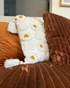 Set di 2 cuscini AZALIA Cotone 45 x 45 cm Bianco Trama floreale