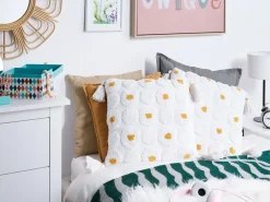 Set di 2 cuscini AZALIA Cotone 45 x 45 cm Bianco Trama floreale