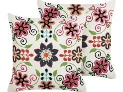 Set di 2 cuscini BAHRAICH Cotone 50 x 50 cm Multicolore Trama floreale