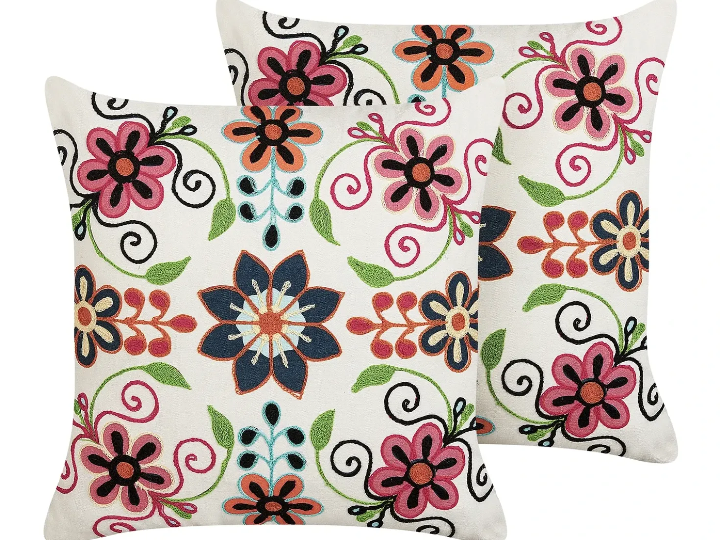 Set di 2 cuscini BAHRAICH Cotone 50 x 50 cm Multicolore Trama floreale