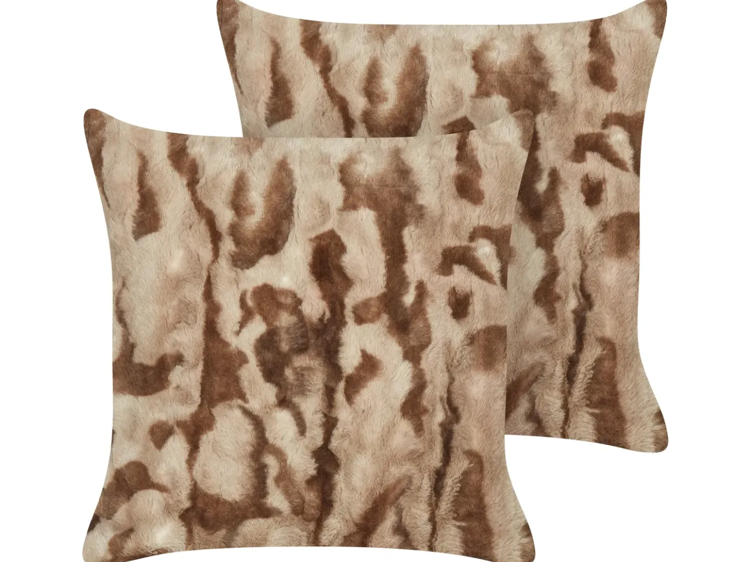 Set di 2 cuscini BAKIRA Finta pelliccia 45 x 45 cm Marrone Trama astratta
