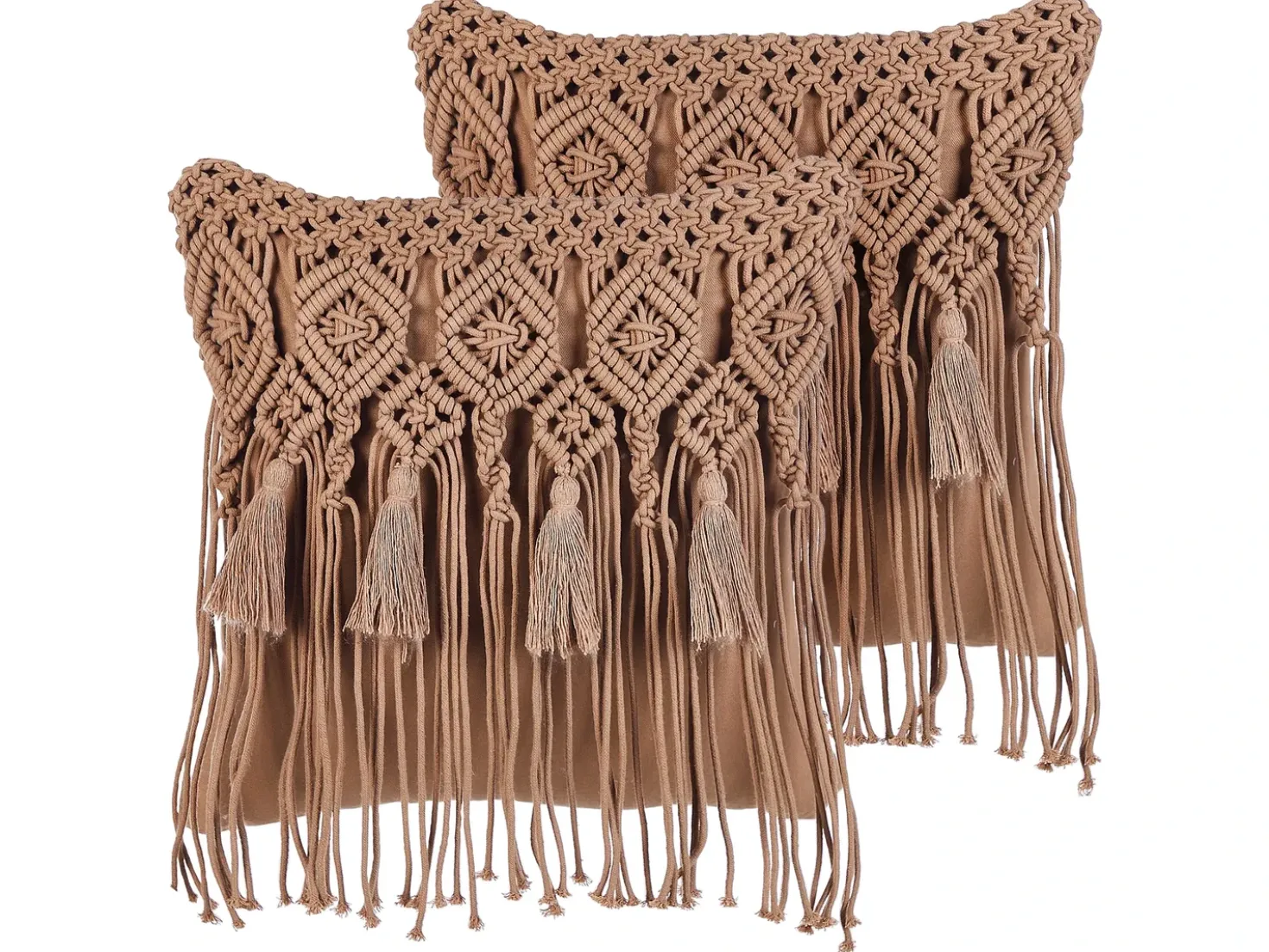 Set di 2 cuscini BAMIAN Cotone 45 x 45 cm Marrone chiaro Trama geometrica