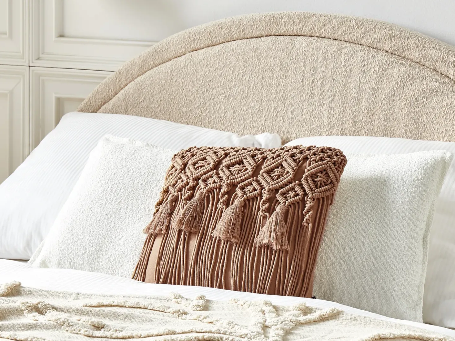 Set di 2 cuscini BAMIAN Cotone 45 x 45 cm Marrone chiaro Trama geometrica