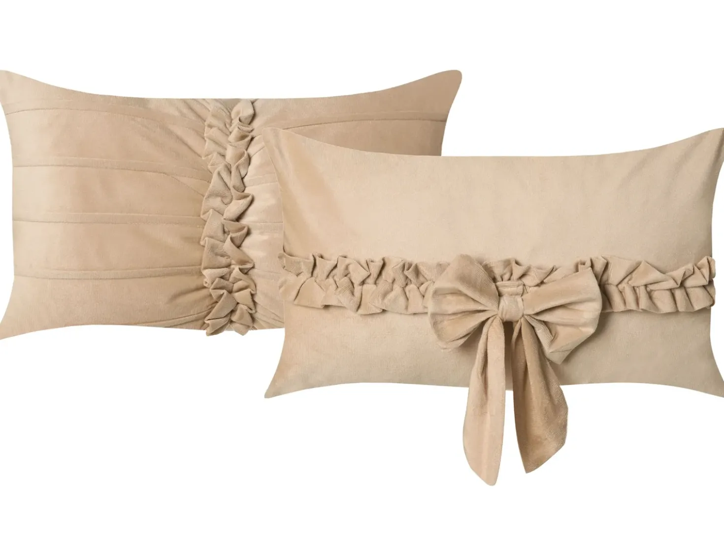 Set di 2 cuscini BELLE Velluto 30 x 50 cm Beige Tinta unita