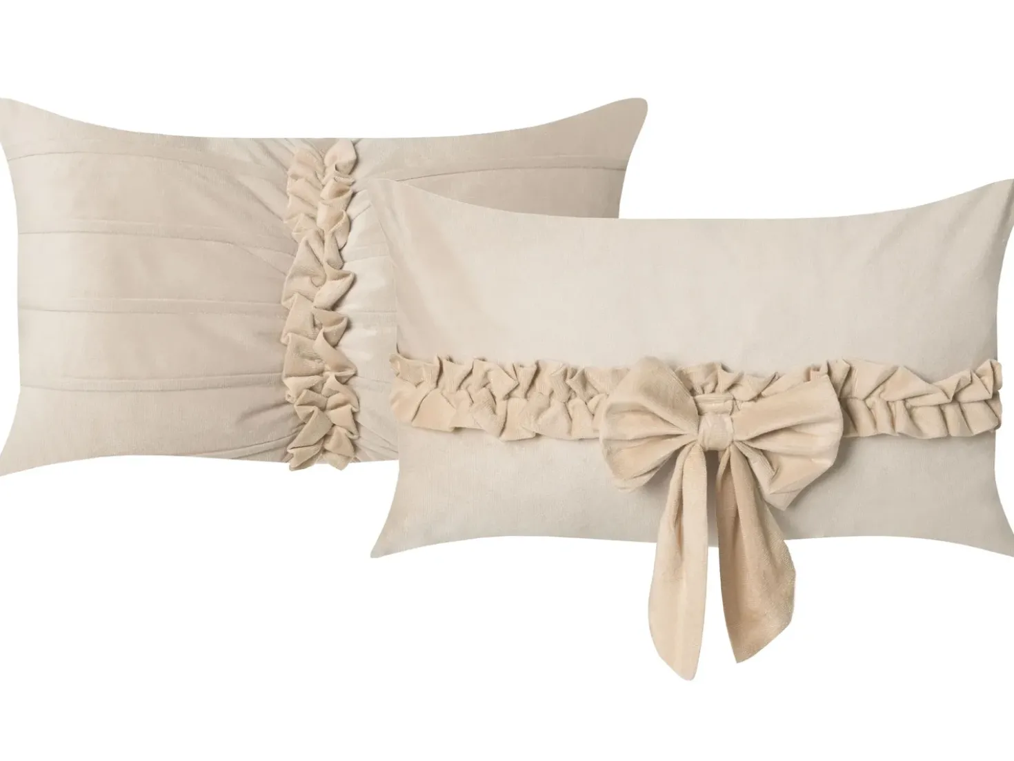 Set di 2 cuscini BELLE Velluto 30 x 50 cm Beige chiaro Tinta unita