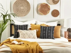 Set di 2 cuscini BENZOIN Cotone 45 x 45 cm Nero Trama geometrica