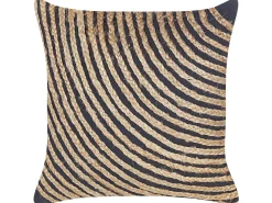 Set di 2 cuscini BERGENIA Iuta 45 x 45 cm Nero A strisce