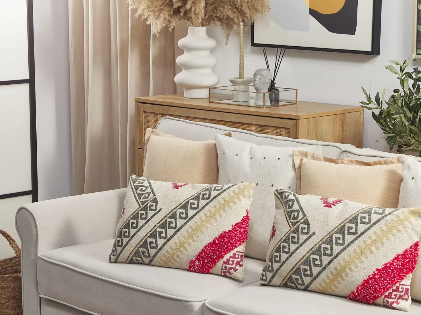 Set di 2 cuscini BETULA Cotone 30 x 50 cm Beige Trama geometrica