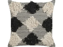 Set di 2 cuscini BHUSAWAL Cotone 50 x 50 cm Nero Trama geometrica
