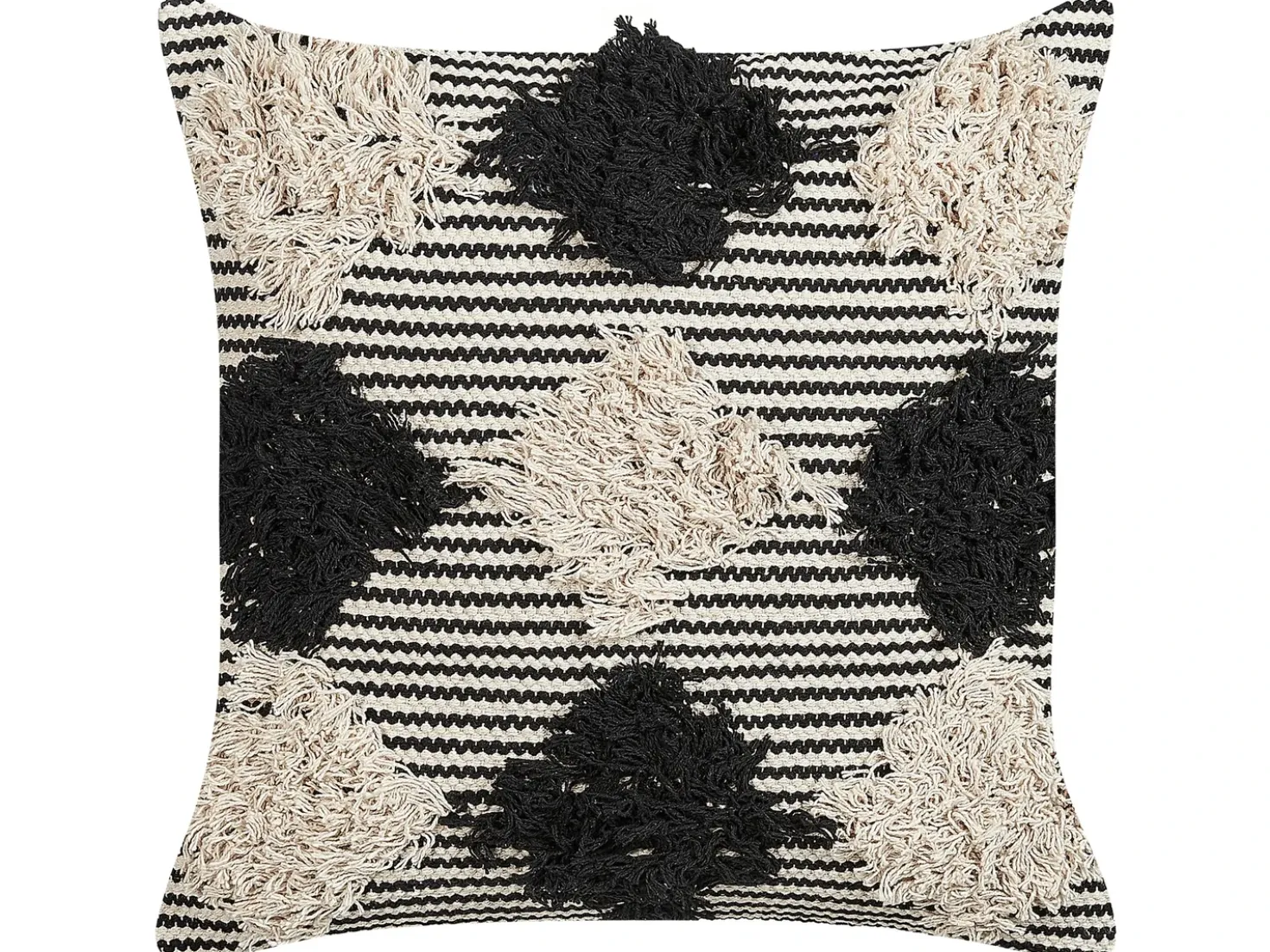 Set di 2 cuscini BHUSAWAL Cotone 50 x 50 cm Nero Trama geometrica
