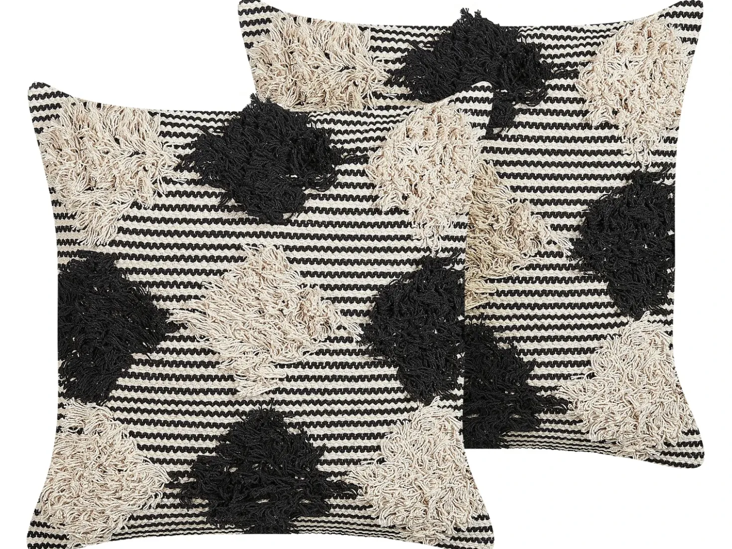 Set di 2 cuscini BHUSAWAL Cotone 50 x 50 cm Nero Trama geometrica