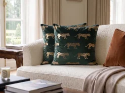 Set di 2 cuscini BLUEBELL Velluto 45 x 45 cm Verde scuro Trama animale