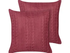 Set di 2 cuscini CADETIA Cotone 45 x 45 cm Bordeaux Tinta unita