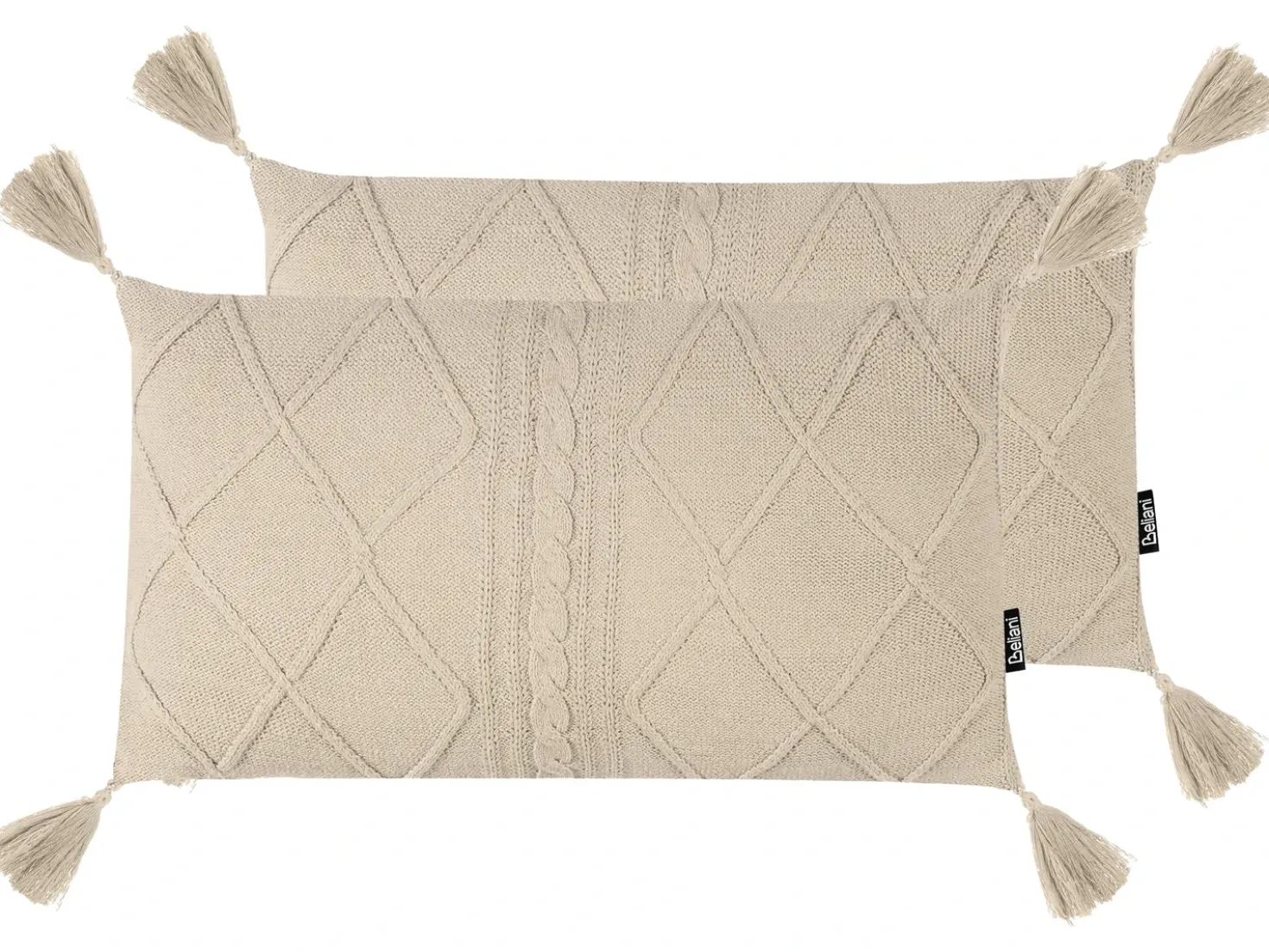 Set di 2 cuscini CAESIA Cotone 30 x 50 cm Beige chiaro Tinta unita