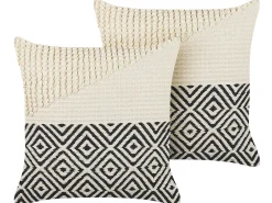 Set di 2 cuscini CALANTHE Cotone 45 x 45 cm Beige Trama geometrica