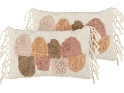 Set di 2 cuscini CALTHA Cotone 30 x 50 cm Beige Trama astratta