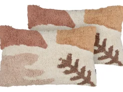 Set di 2 cuscini CAMASSIA Cotone 30 x 50 cm Beige Trama astratta