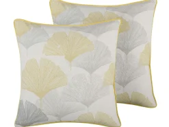 Set di 2 cuscini CANDYTUFT 45 x 45 cm Giallo Trama di piante