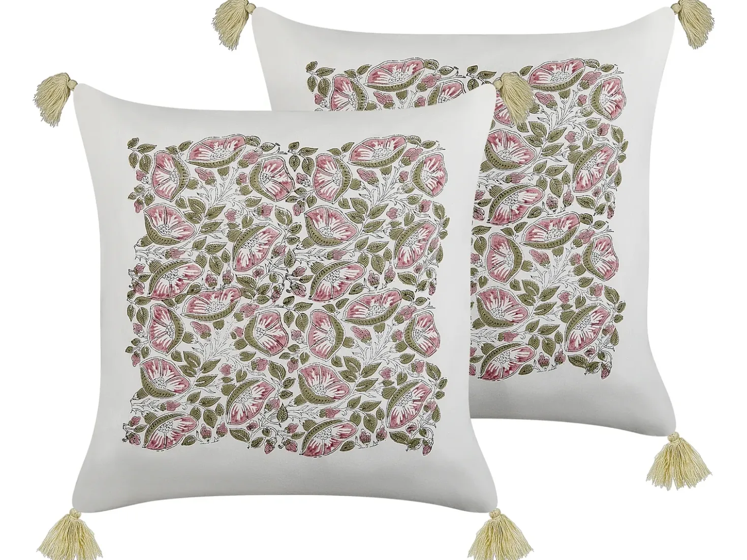 Set di 2 cuscini CARISSA Cotone 45 x 45 cm Multicolore Trama floreale