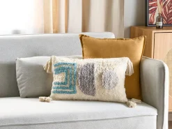Set di 2 cuscini CASSIOPE Cotone 30 x 50 cm Bianco Trama geometrica