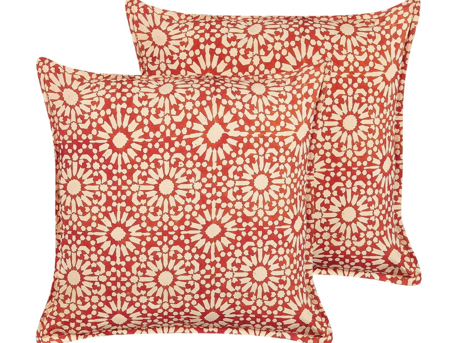 Set di 2 cuscini CEIBA Cotone 45 x 45 cm Rosso Trama geometrica
