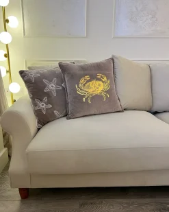 Set di 2 cuscini CERAMIUM Velluto 45 x 45 cm Rosa pastello Trama floreale